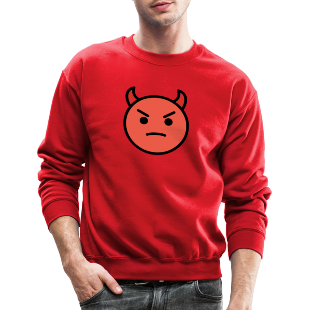 Angry Face with Horns Moji Crewneck Sweatshirt - Emoji.Express - red