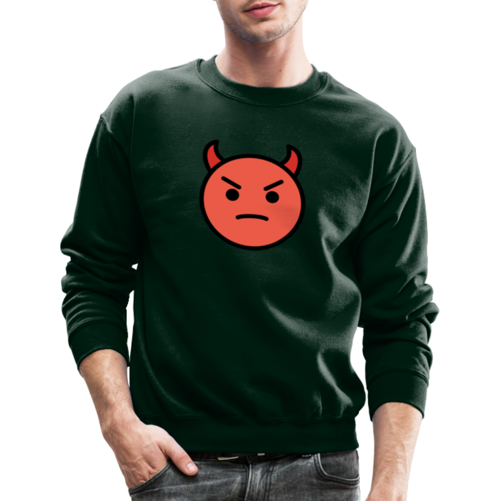 Angry Face with Horns Moji Crewneck Sweatshirt - Emoji.Express - forest green