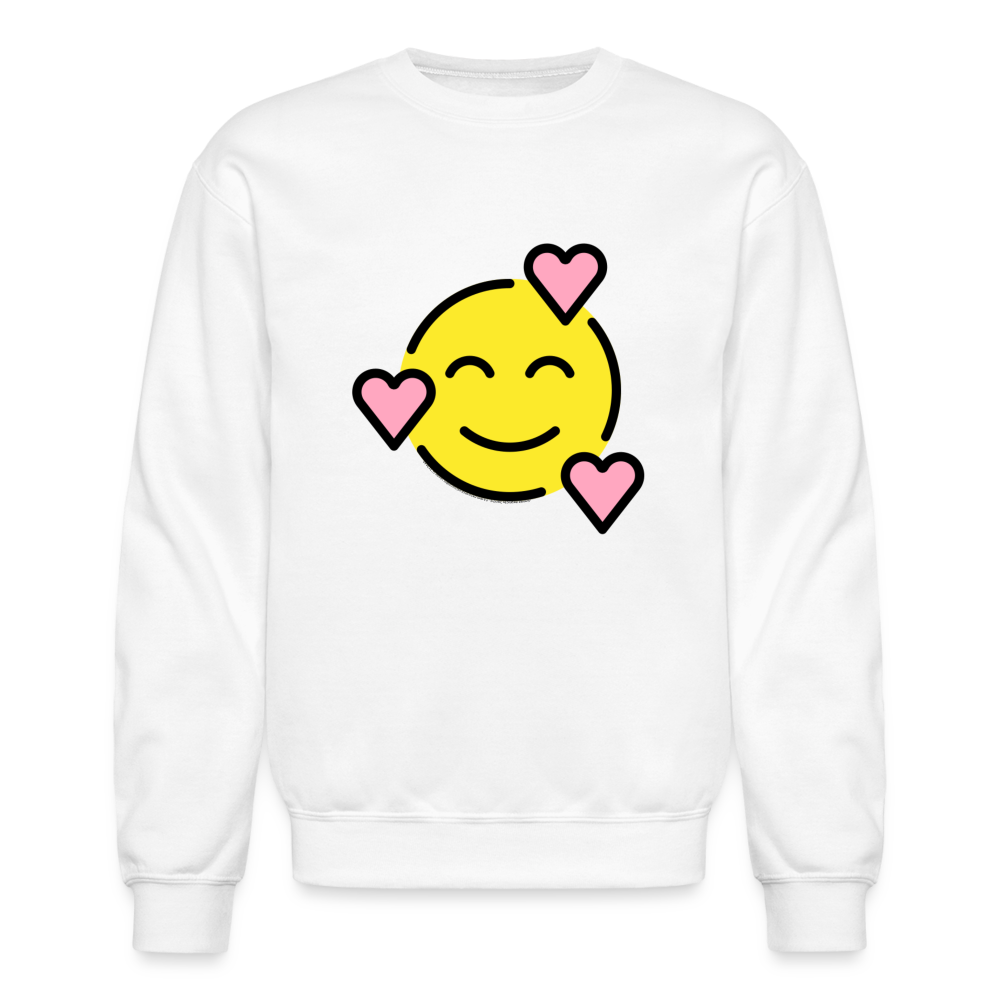 Smiling Face with Hearts Moji Crewneck Sweatshirt - Emoji.Express - white