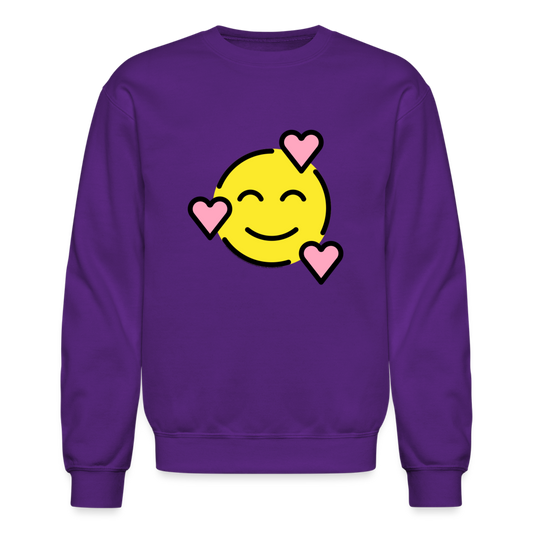 Smiling Face with Hearts Moji Crewneck Sweatshirt - Emoji.Express - purple