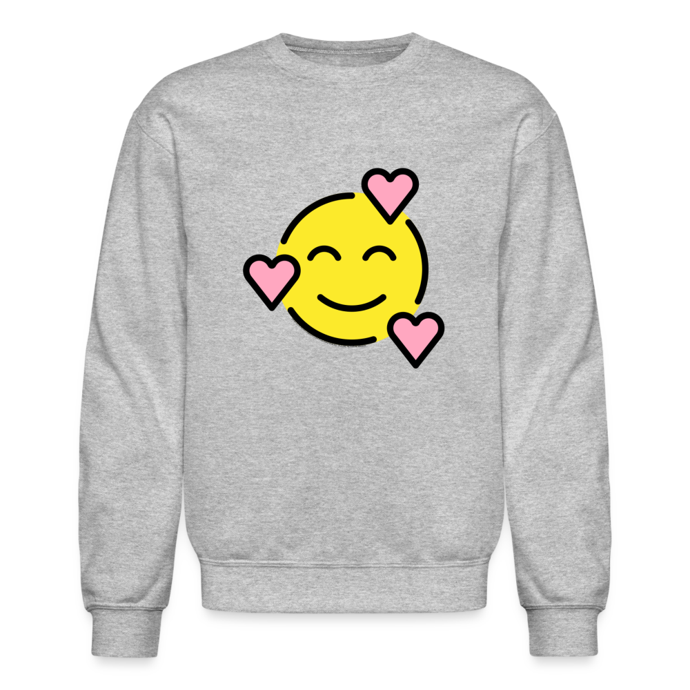 Smiling Face with Hearts Moji Crewneck Sweatshirt - Emoji.Express - heather gray