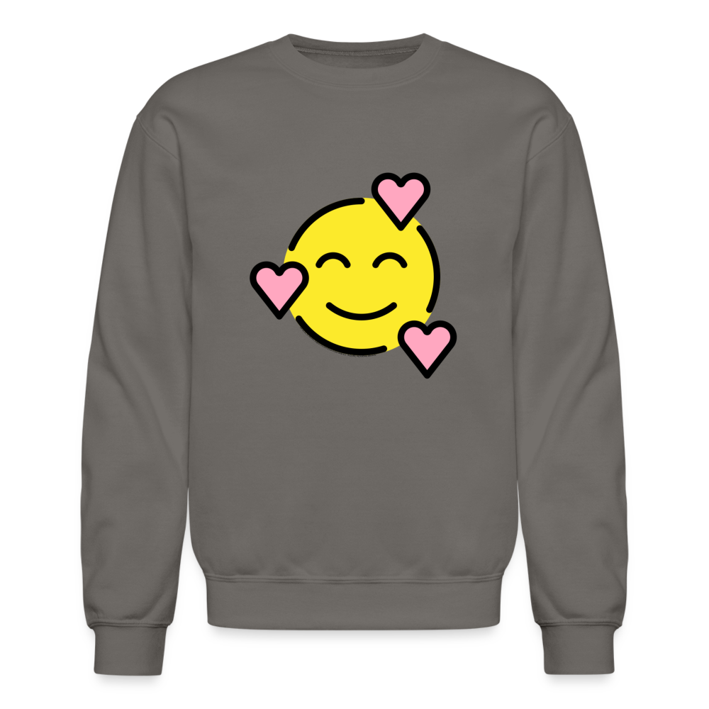 Smiling Face with Hearts Moji Crewneck Sweatshirt - Emoji.Express - asphalt gray