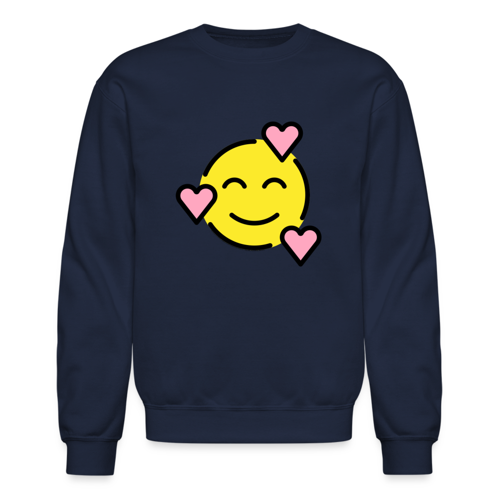 Smiling Face with Hearts Moji Crewneck Sweatshirt - Emoji.Express - navy