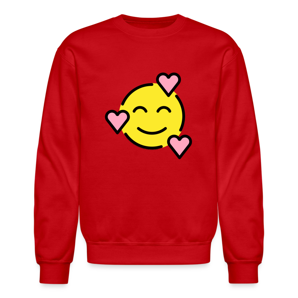 Smiling Face with Hearts Moji Crewneck Sweatshirt - Emoji.Express - red