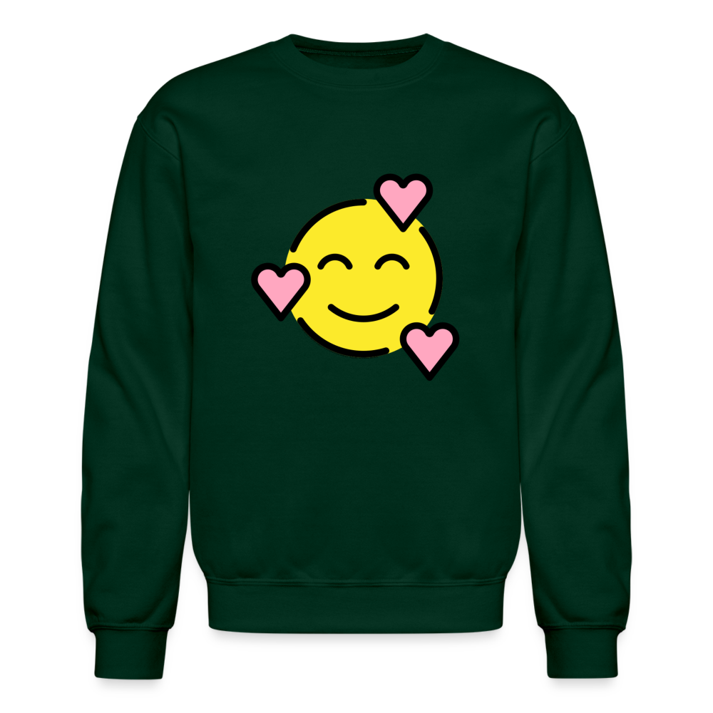 Smiling Face with Hearts Moji Crewneck Sweatshirt - Emoji.Express - forest green