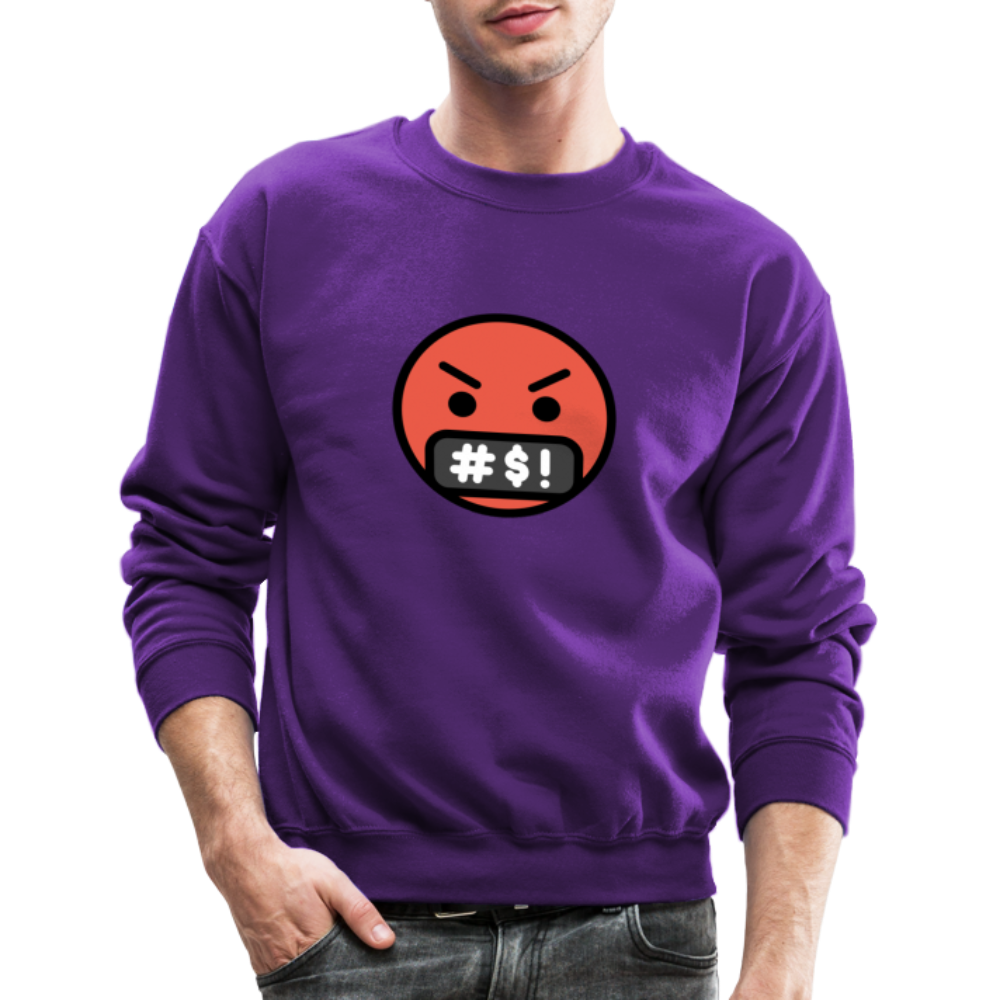 Face with Symbols on Mouth Moji Crewneck Sweatshirt - Emoji.Express - purple