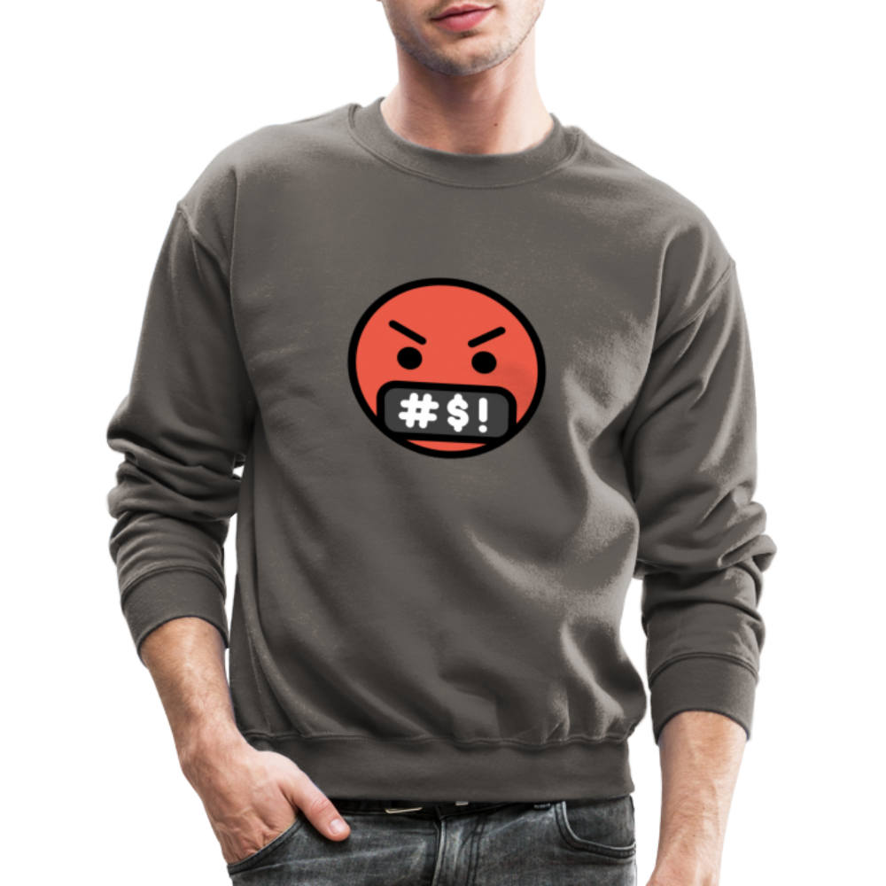 Face with Symbols on Mouth Moji Crewneck Sweatshirt - Emoji.Express - asphalt gray