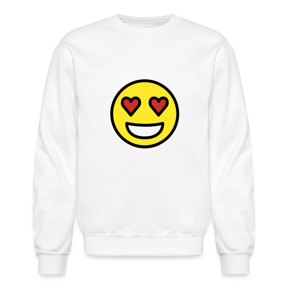 Smiling Face with Heart Eyes Moji Crewneck Sweatshirt - Emoji.Express - white