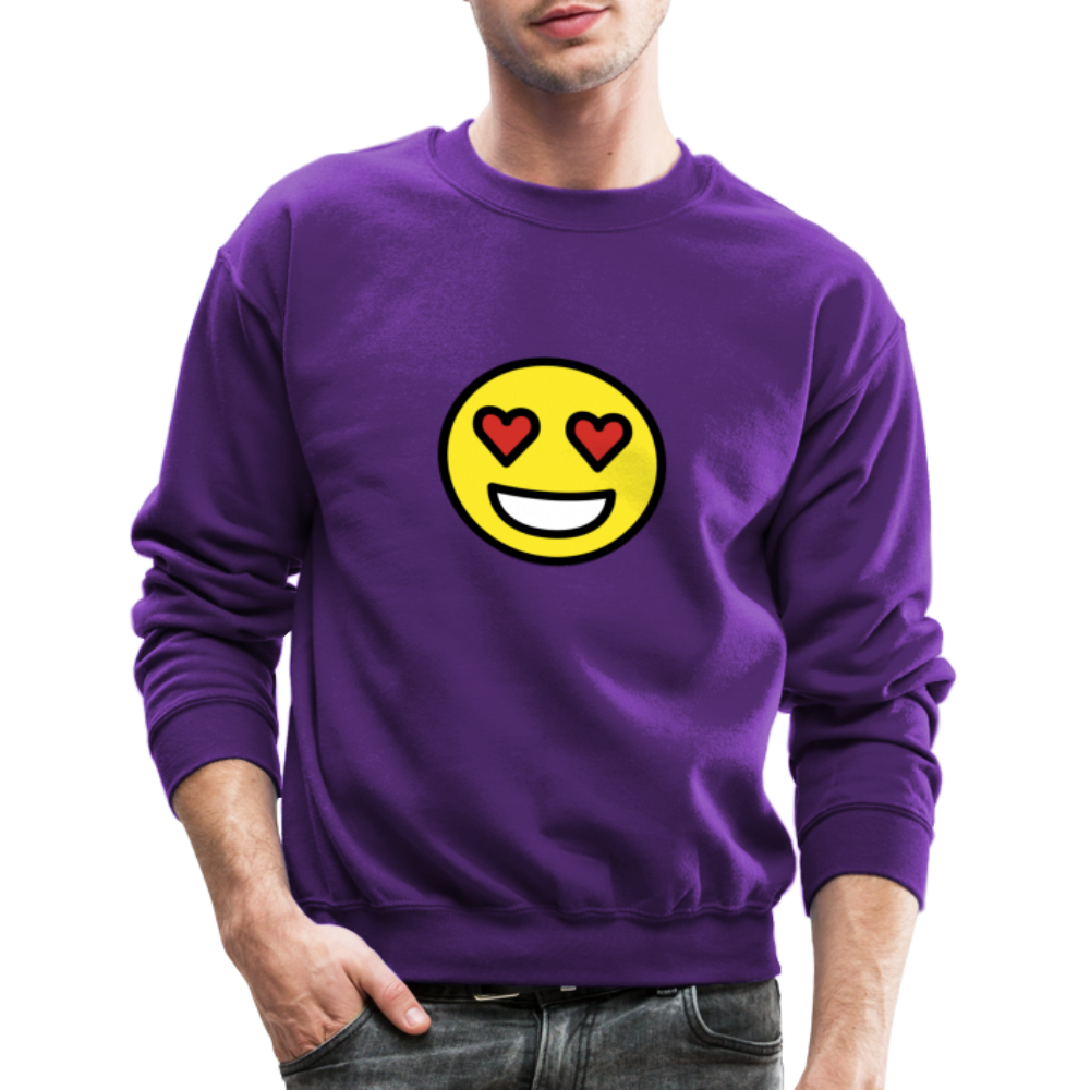 Smiling Face with Heart Eyes Moji Crewneck Sweatshirt - Emoji.Express - purple