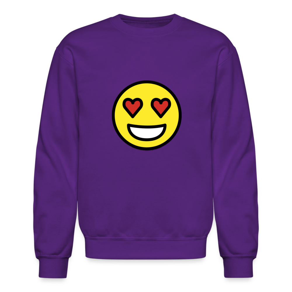 Smiling Face with Heart Eyes Moji Crewneck Sweatshirt - Emoji.Express - purple