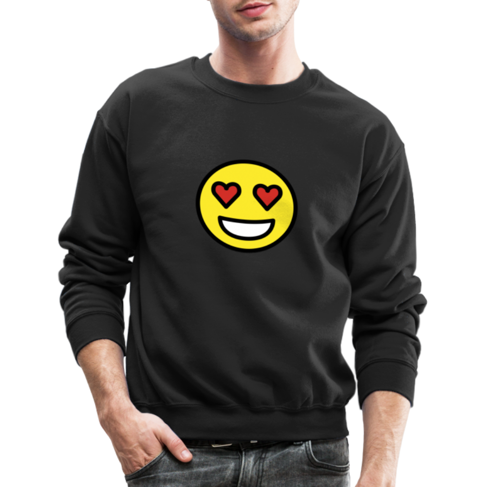 Smiling Face with Heart Eyes Moji Crewneck Sweatshirt - Emoji.Express - black