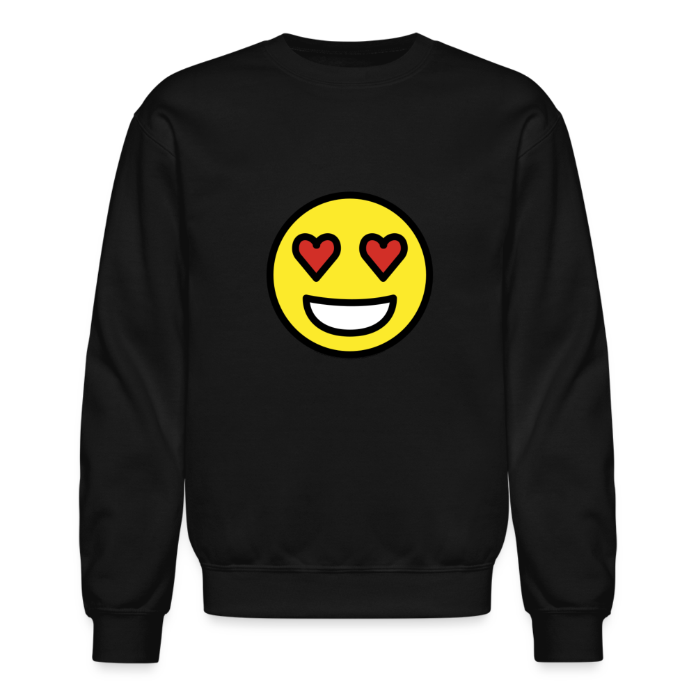 Smiling Face with Heart Eyes Moji Crewneck Sweatshirt - Emoji.Express - black