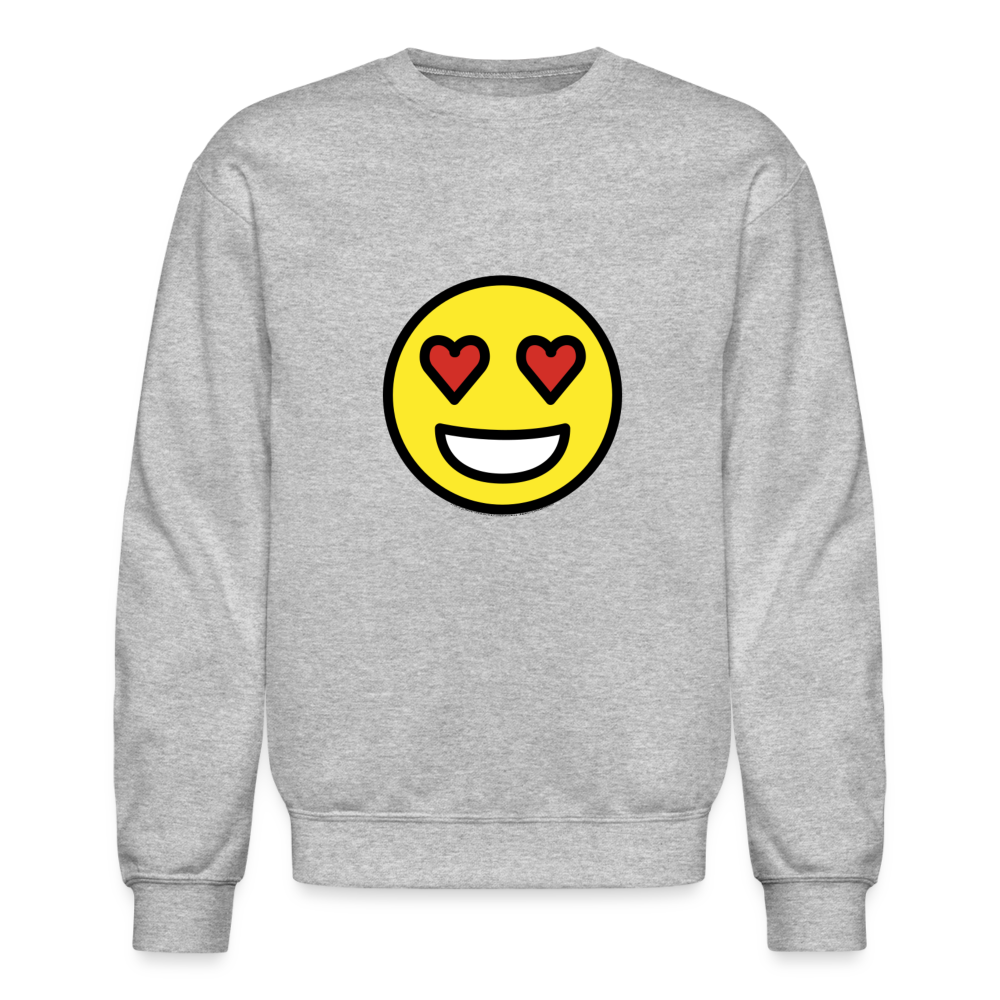 Smiling Face with Heart Eyes Moji Crewneck Sweatshirt - Emoji.Express - heather gray