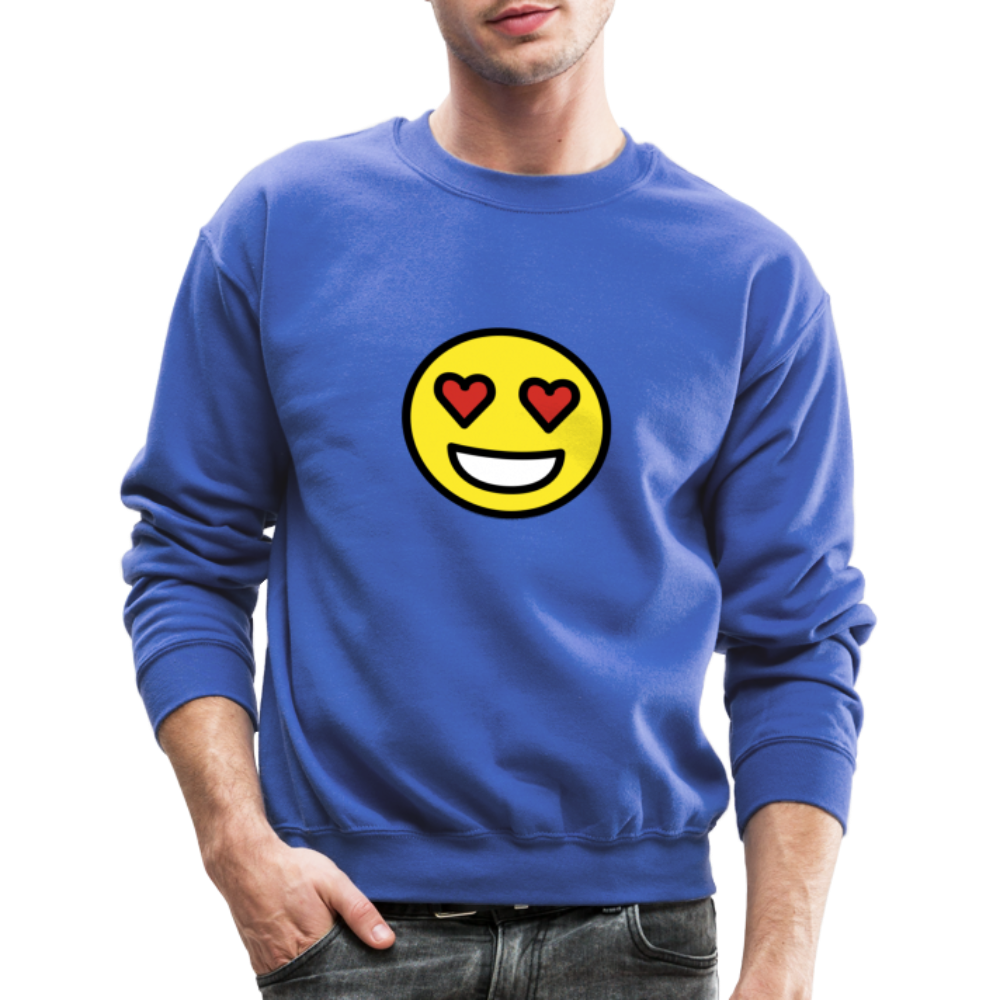 Smiling Face with Heart Eyes Moji Crewneck Sweatshirt - Emoji.Express - royal blue