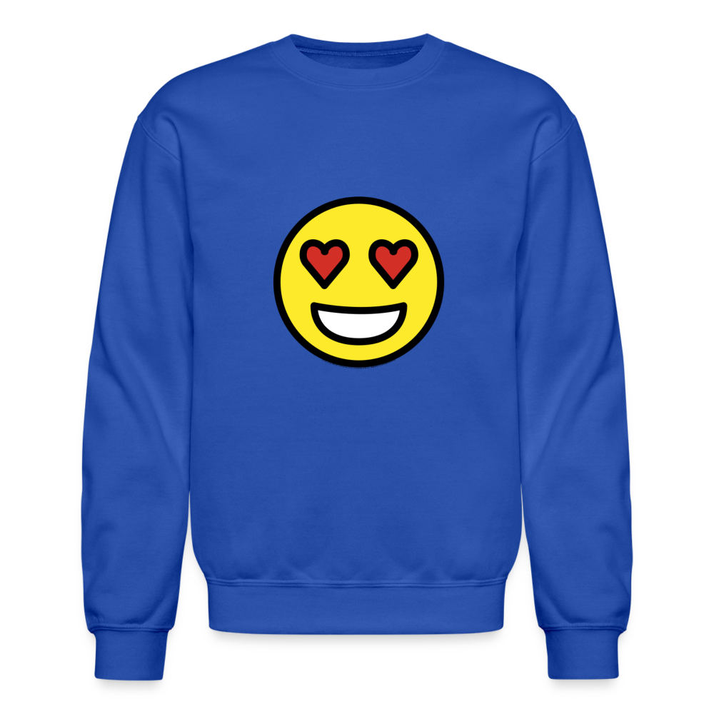 Smiling Face with Heart Eyes Moji Crewneck Sweatshirt - Emoji.Express - royal blue