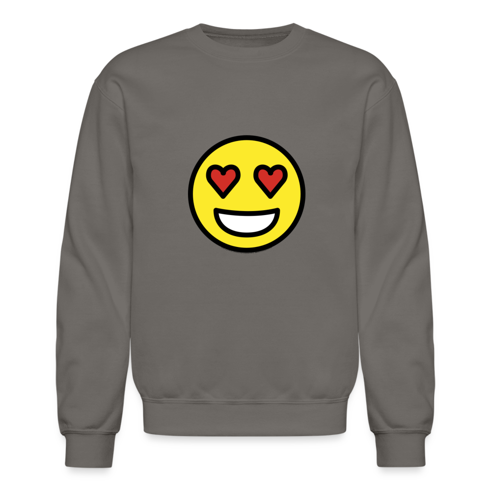 Smiling Face with Heart Eyes Moji Crewneck Sweatshirt - Emoji.Express - asphalt gray