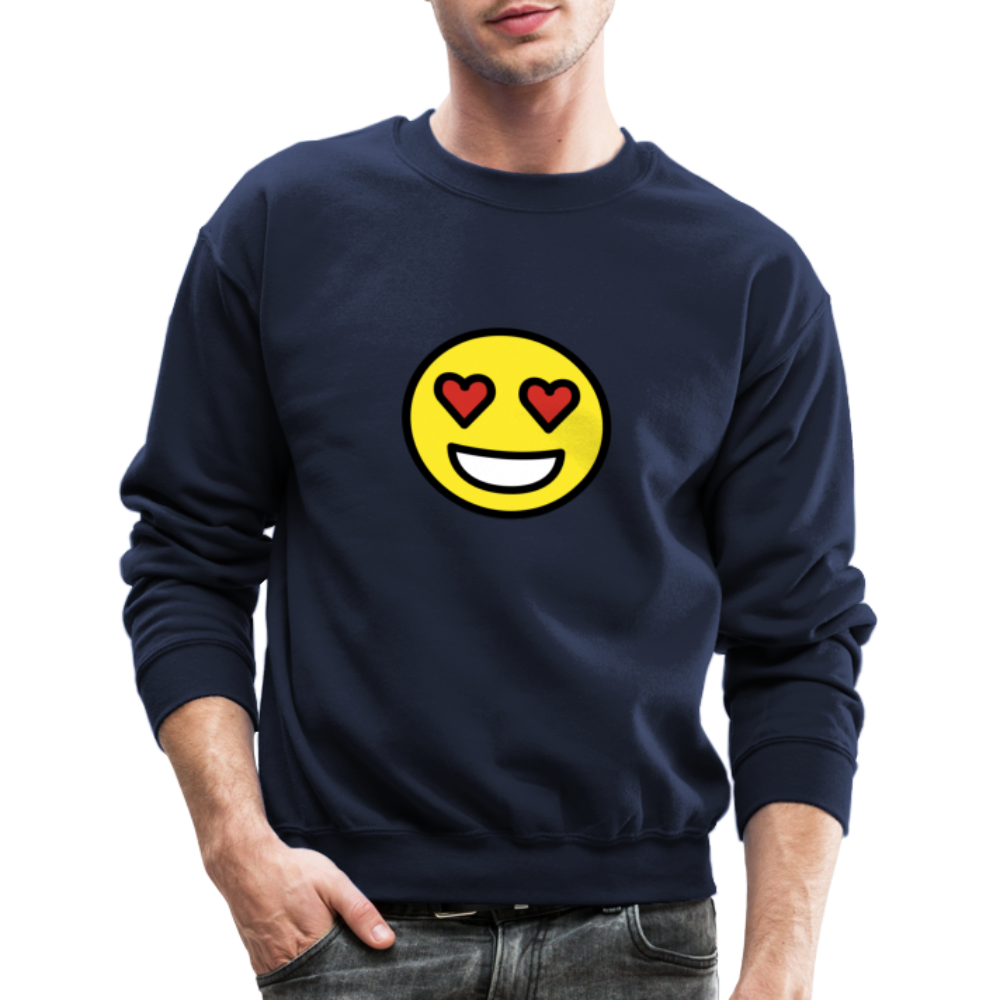 Smiling Face with Heart Eyes Moji Crewneck Sweatshirt - Emoji.Express - navy