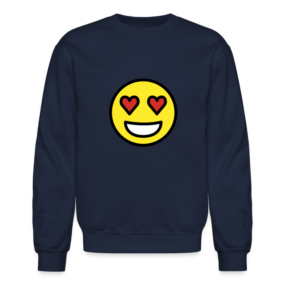 Smiling Face with Heart Eyes Moji Crewneck Sweatshirt - Emoji.Express - navy