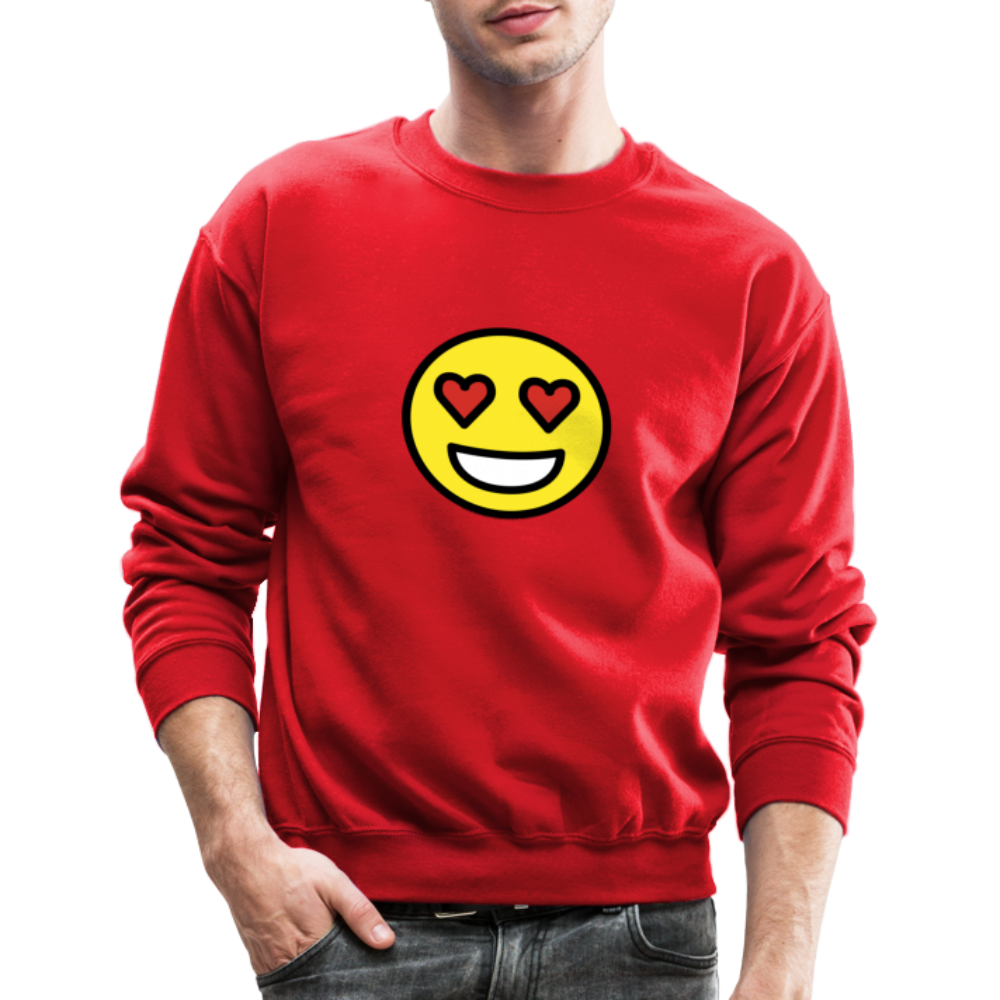 Smiling Face with Heart Eyes Moji Crewneck Sweatshirt - Emoji.Express - red