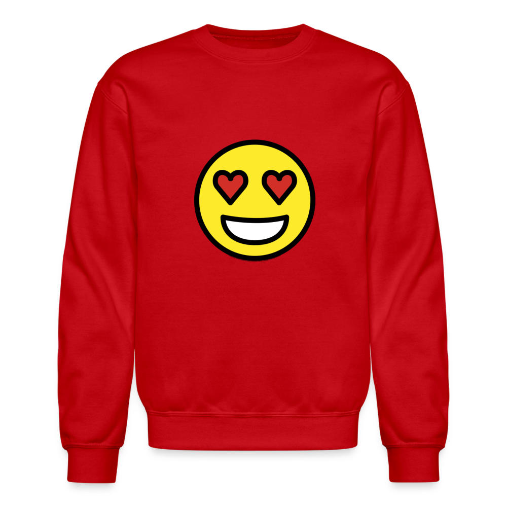 Smiling Face with Heart Eyes Moji Crewneck Sweatshirt - Emoji.Express - red