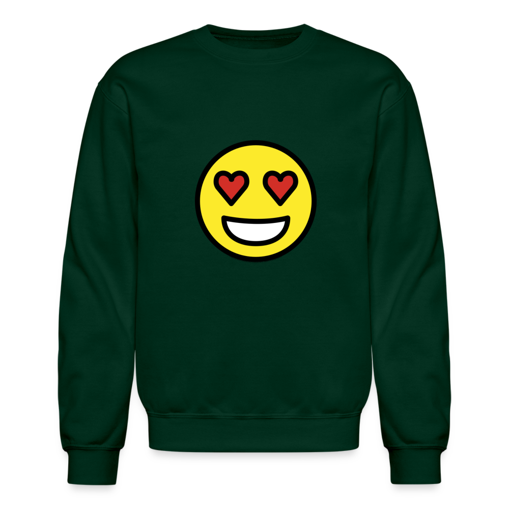 Smiling Face with Heart Eyes Moji Crewneck Sweatshirt - Emoji.Express - forest green