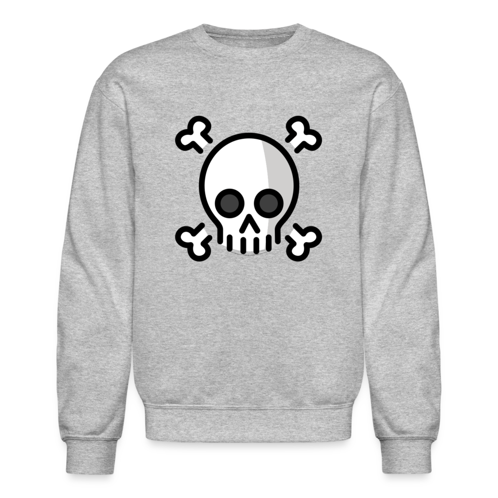 Skull and Crossbones Moji Crewneck Sweatshirt - Emoji.Express - heather gray