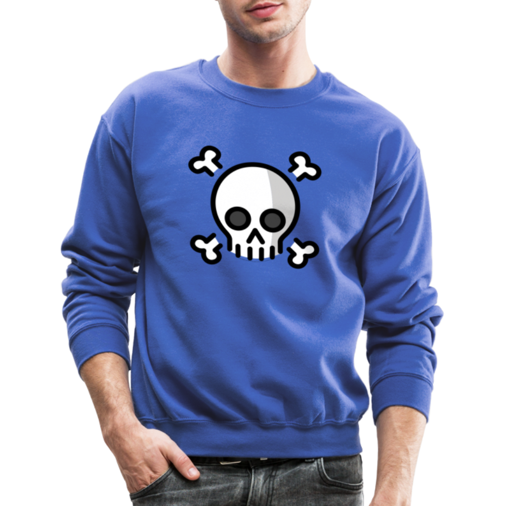 Skull and Crossbones Moji Crewneck Sweatshirt - Emoji.Express - royal blue