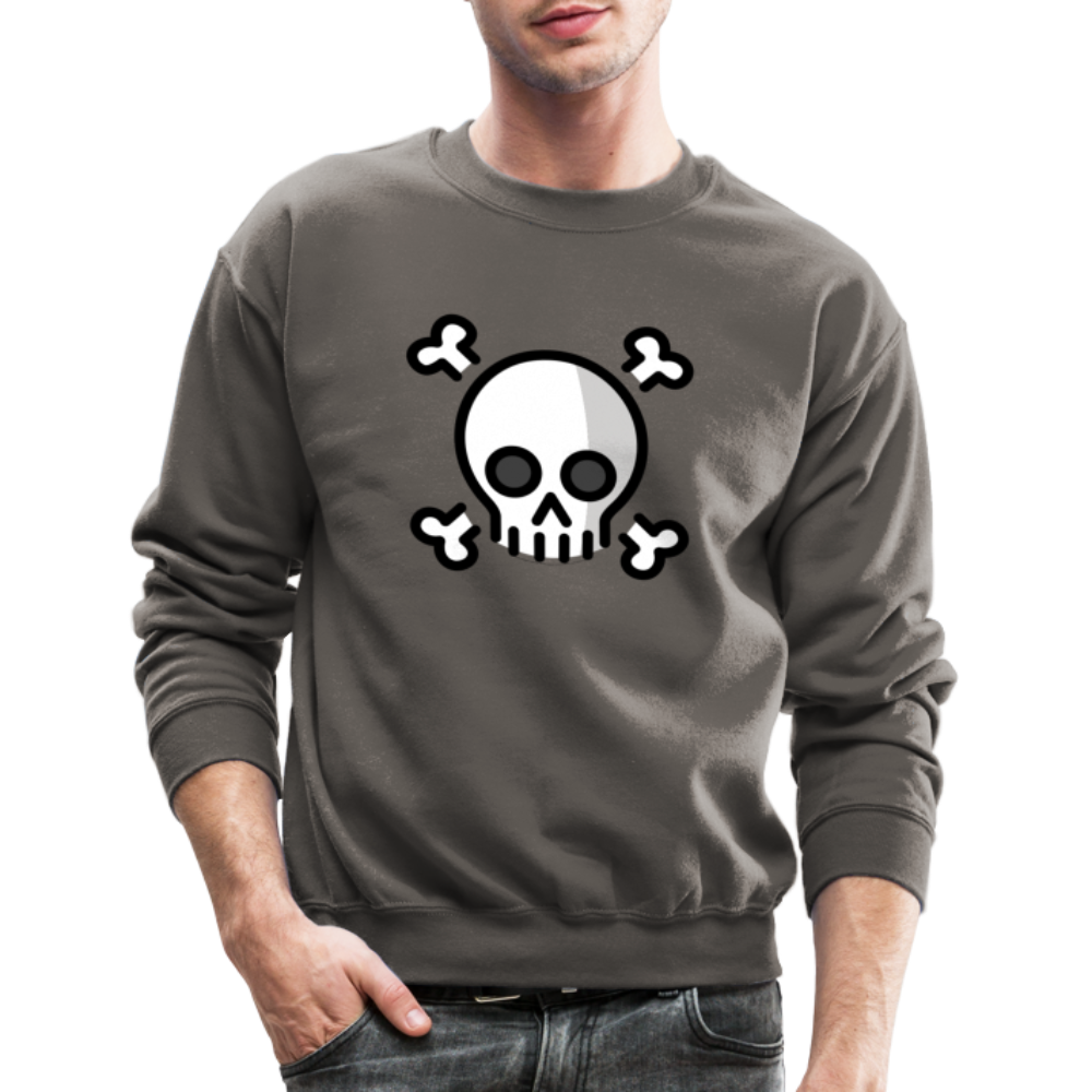 Skull and Crossbones Moji Crewneck Sweatshirt - Emoji.Express - asphalt gray