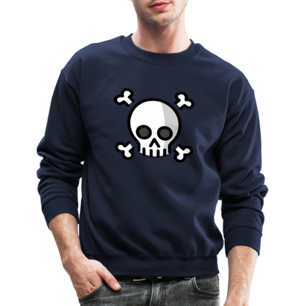 Skull and Crossbones Moji Crewneck Sweatshirt - Emoji.Express - navy