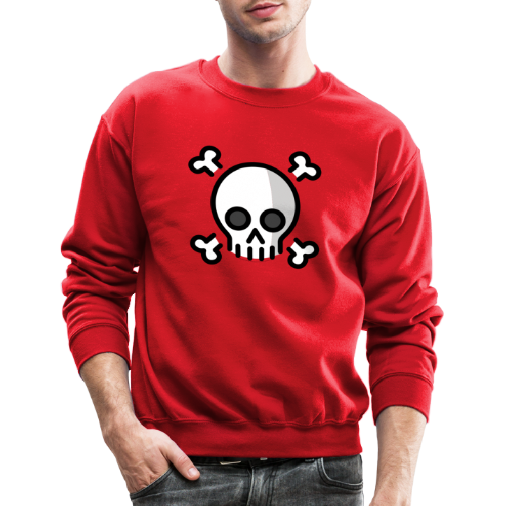 Skull and Crossbones Moji Crewneck Sweatshirt - Emoji.Express - red