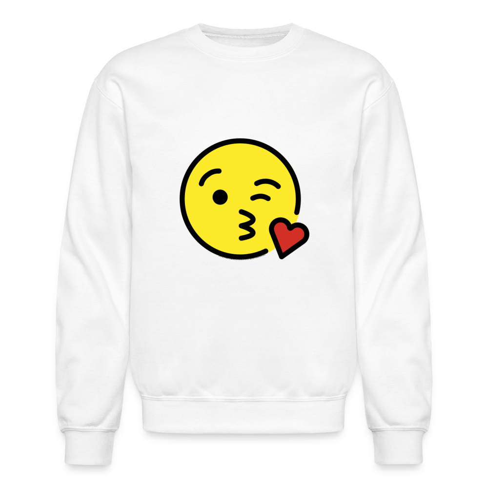 Face Blowing a Kiss Moji Crewneck Sweatshirt - Emoji.Express - white