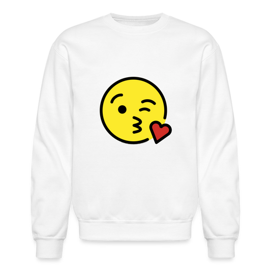 Face Blowing a Kiss Moji Crewneck Sweatshirt - Emoji.Express - white