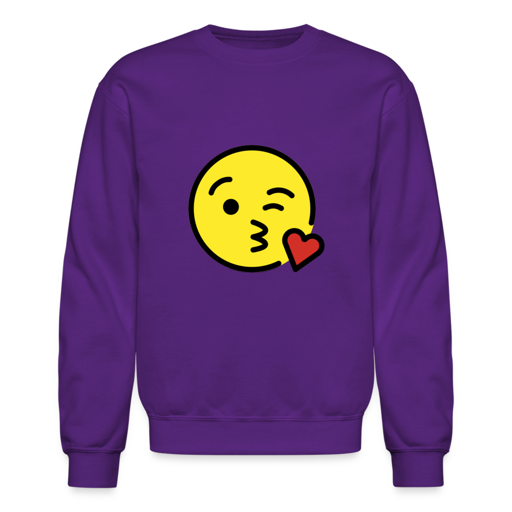 Face Blowing a Kiss Moji Crewneck Sweatshirt - Emoji.Express - purple