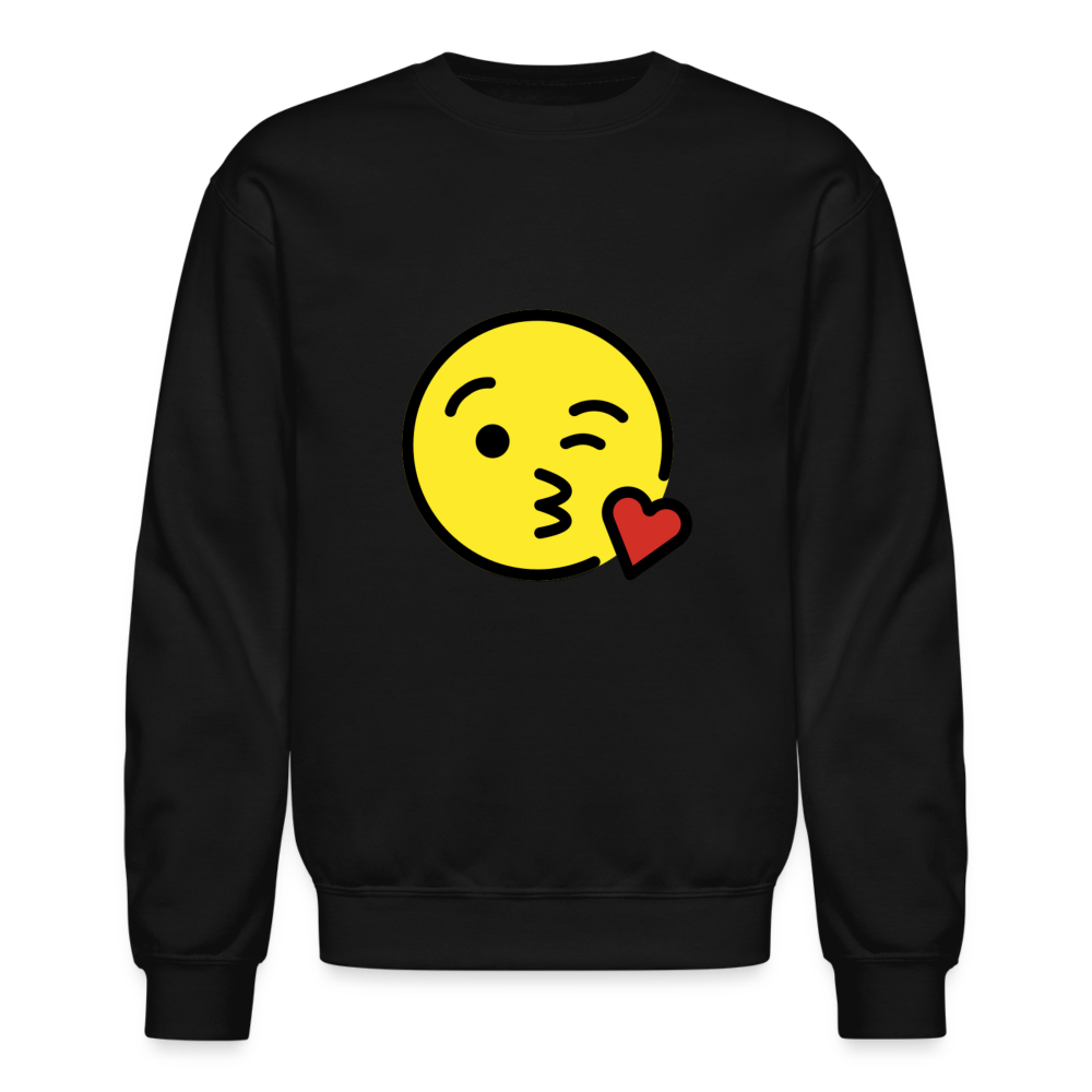 Face Blowing a Kiss Moji Crewneck Sweatshirt - Emoji.Express - black