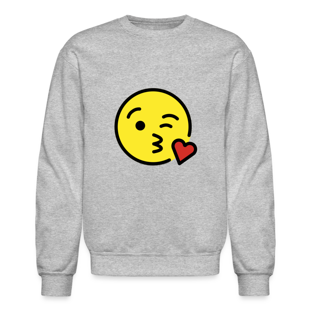 Face Blowing a Kiss Moji Crewneck Sweatshirt - Emoji.Express - heather gray