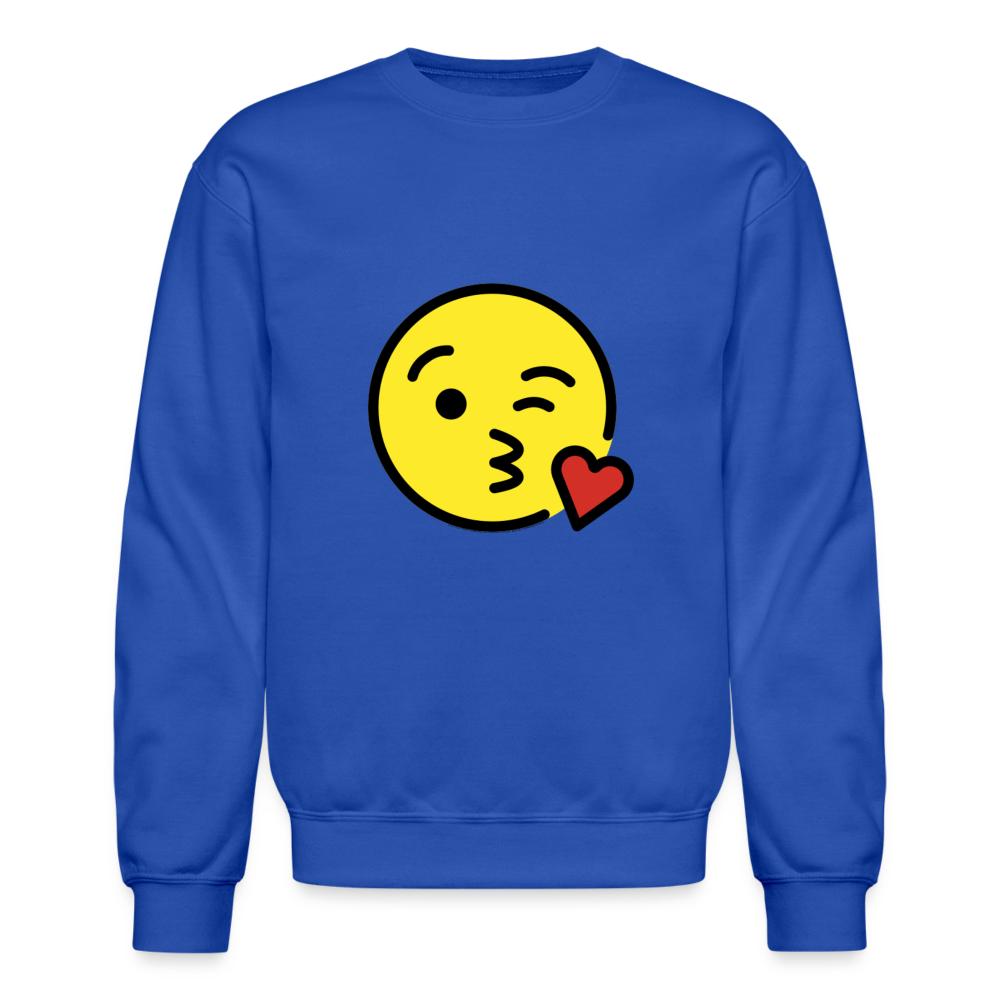 Face Blowing a Kiss Moji Crewneck Sweatshirt - Emoji.Express - royal blue