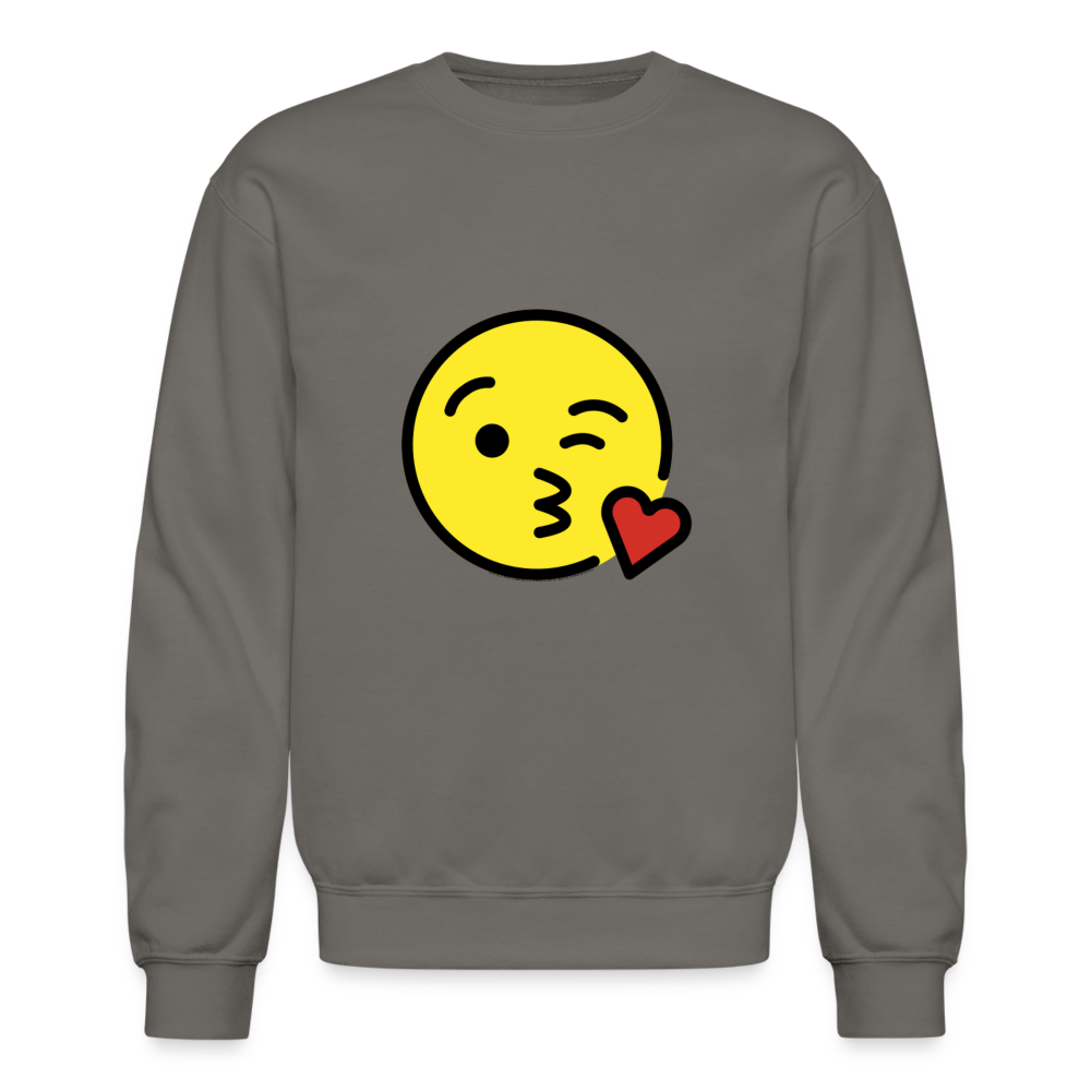 Face Blowing a Kiss Moji Crewneck Sweatshirt - Emoji.Express - asphalt gray