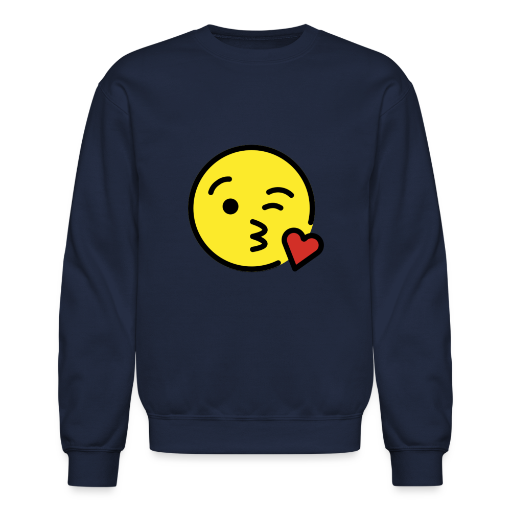 Face Blowing a Kiss Moji Crewneck Sweatshirt - Emoji.Express - navy