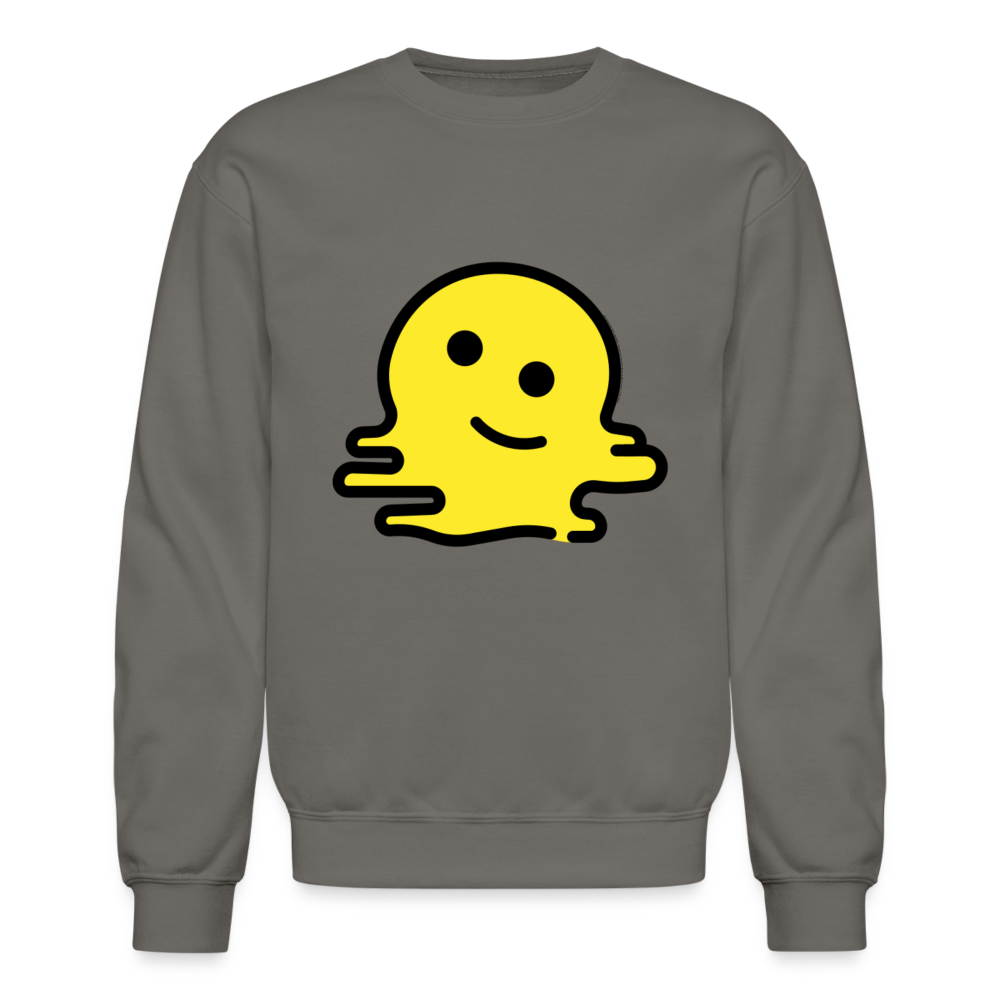 Melting Face Moji Crewneck Sweatshirt - Emoji.Express - asphalt gray