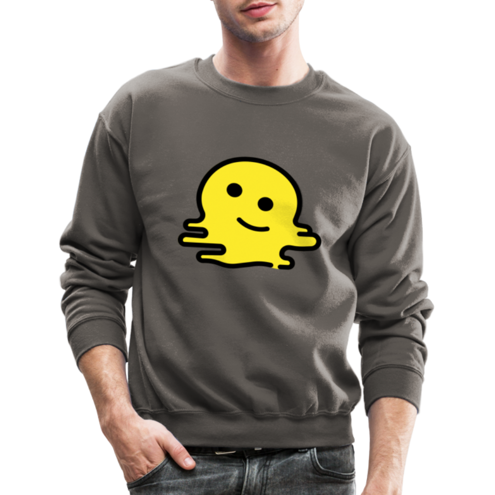 Melting Face Moji Crewneck Sweatshirt - Emoji.Express - asphalt gray