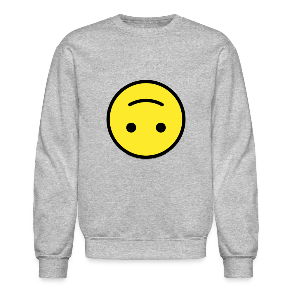 Upside Down Face Moji Crewneck Sweatshirt - Emoji.Express - heather gray