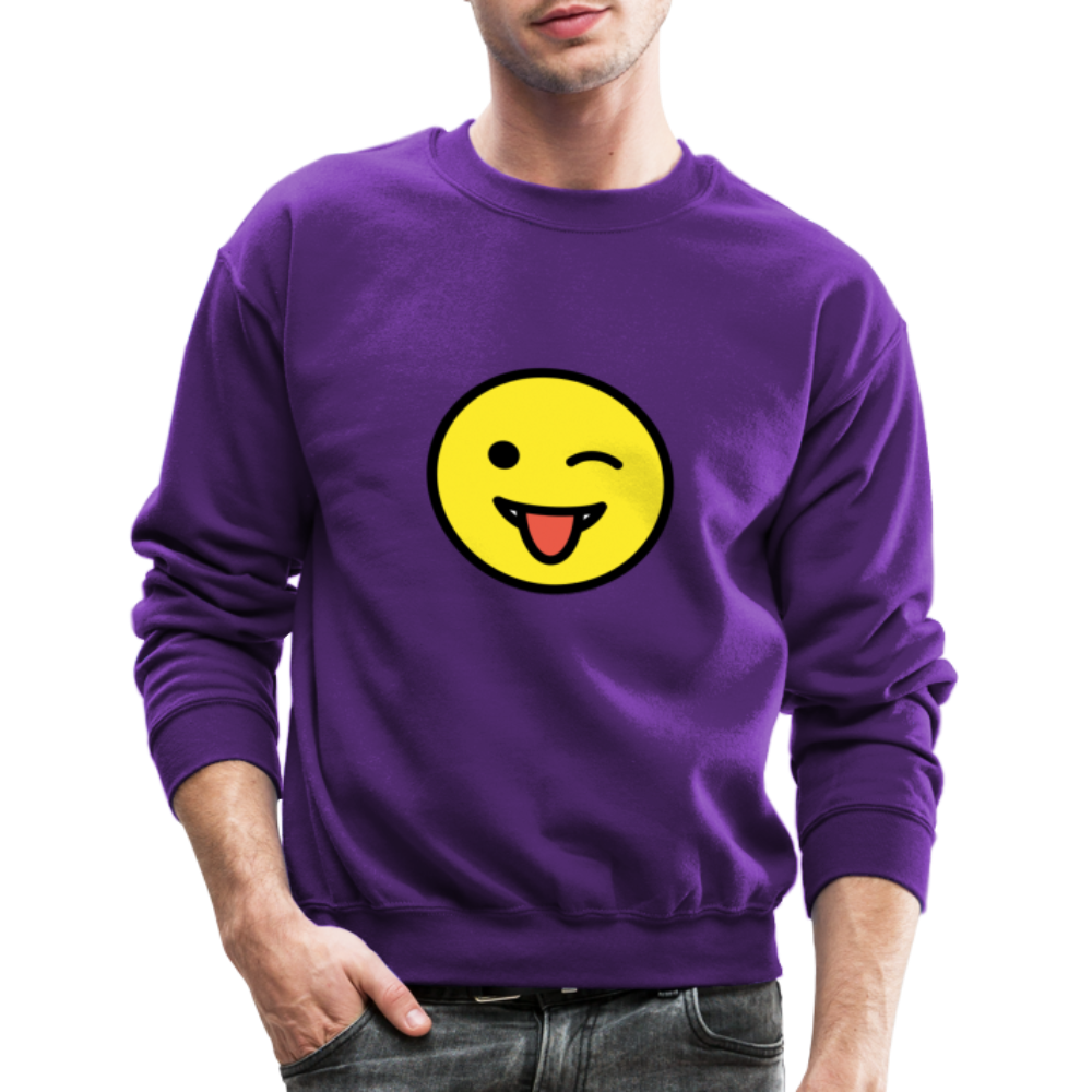 Winking Face and Tongue Moji Crewneck Sweatshirt - Emoji.Express - purple