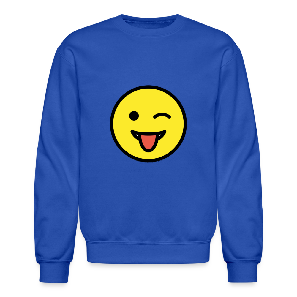 Winking Face and Tongue Moji Crewneck Sweatshirt - Emoji.Express - royal blue