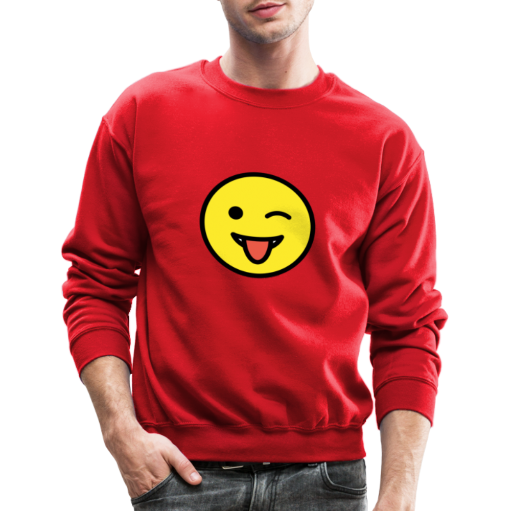 Winking Face and Tongue Moji Crewneck Sweatshirt - Emoji.Express - red