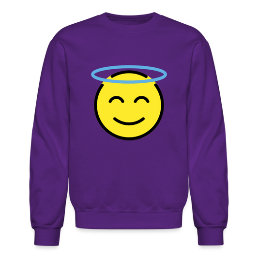 Smiling Face with Halo Moji Crewneck Sweatshirt - Emoji.Express - purple