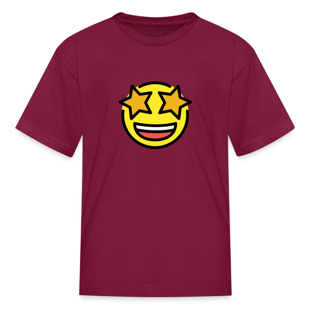 Star Struck Moji Kids' T-Shirt - Emoji.Express - burgundy