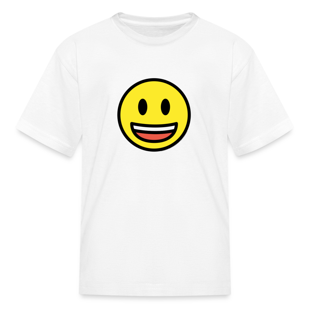 Grinning Face with Big Eyes Moji Kids' T-Shirt - Emoji.Express - white