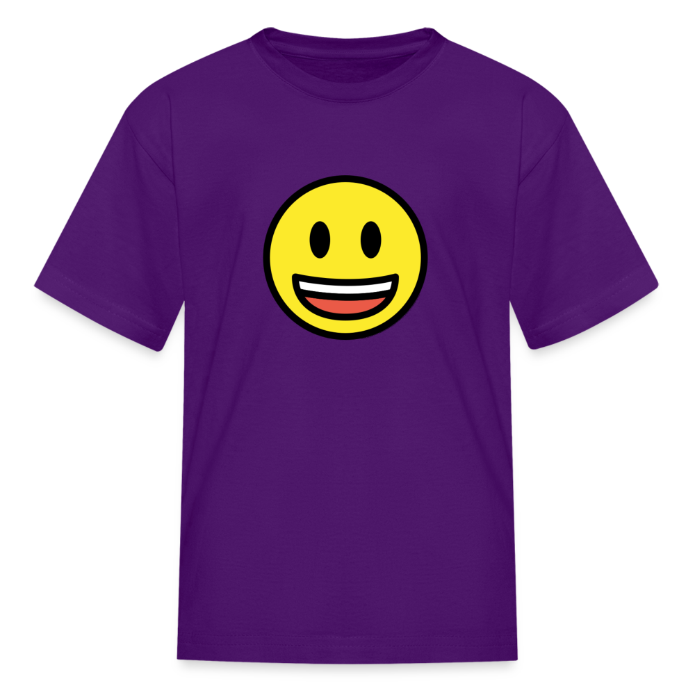 Grinning Face with Big Eyes Moji Kids' T-Shirt - Emoji.Express - purple