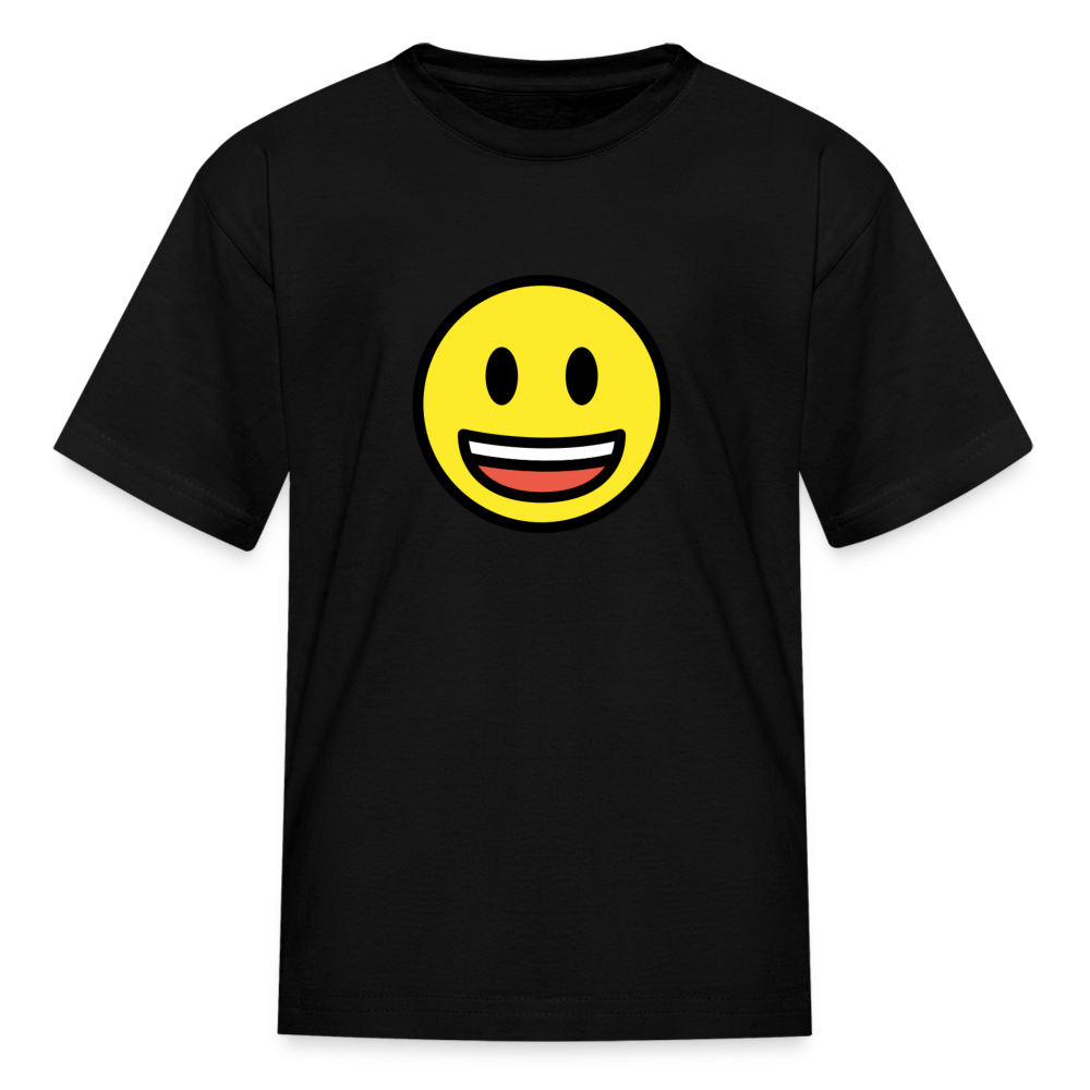 Grinning Face with Big Eyes Moji Kids' T-Shirt - Emoji.Express - black