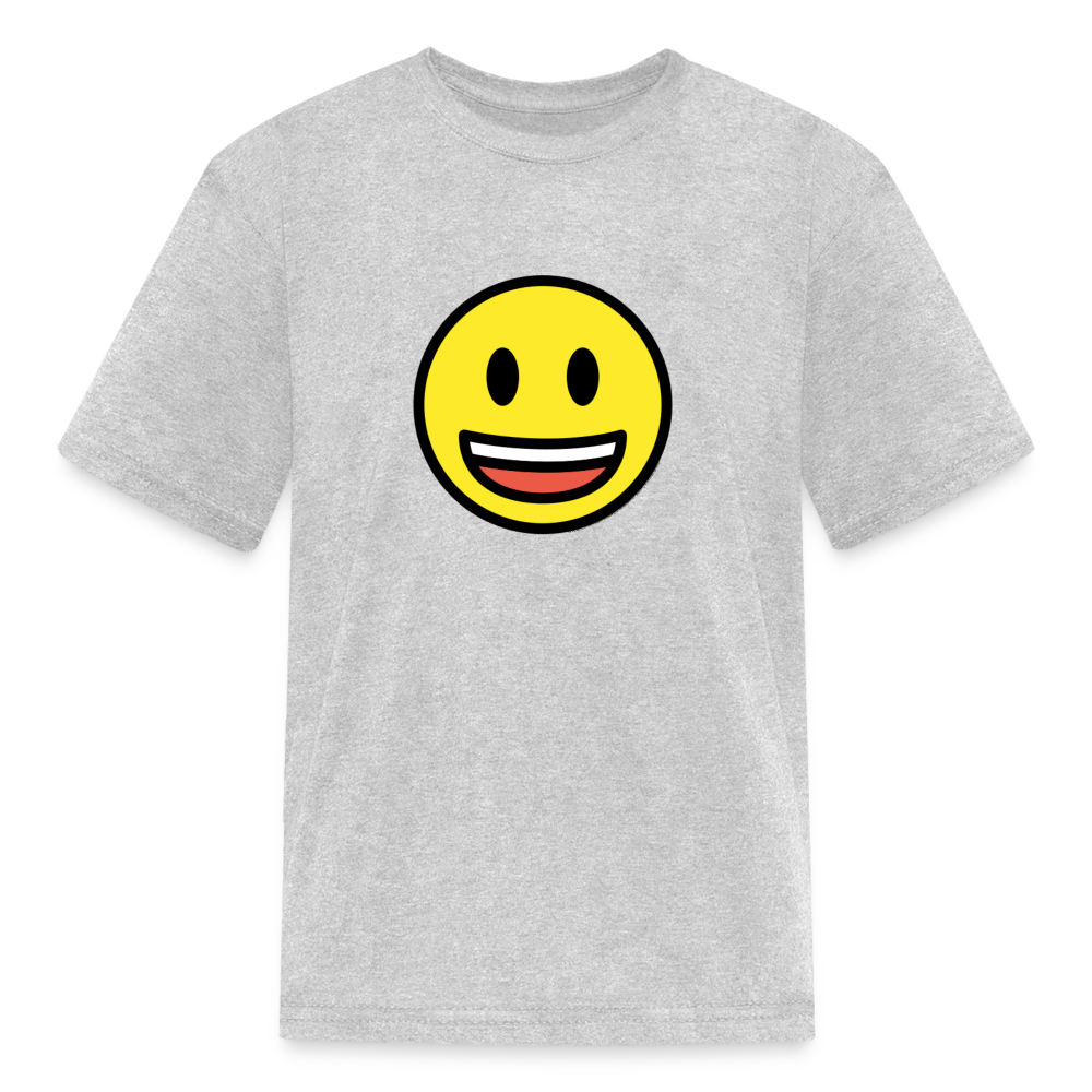 Grinning Face with Big Eyes Moji Kids' T-Shirt - Emoji.Express - heather gray